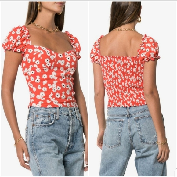 Reformation Tops - Reformation Jewel Floral Print Sweetheart Neckline Bustier Top Size 12